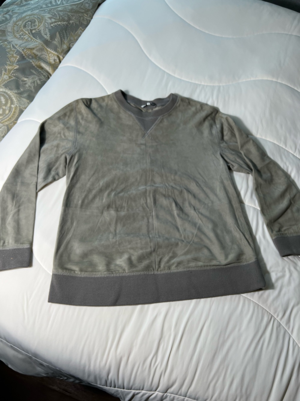 Grey Green Suede Sweatshirt